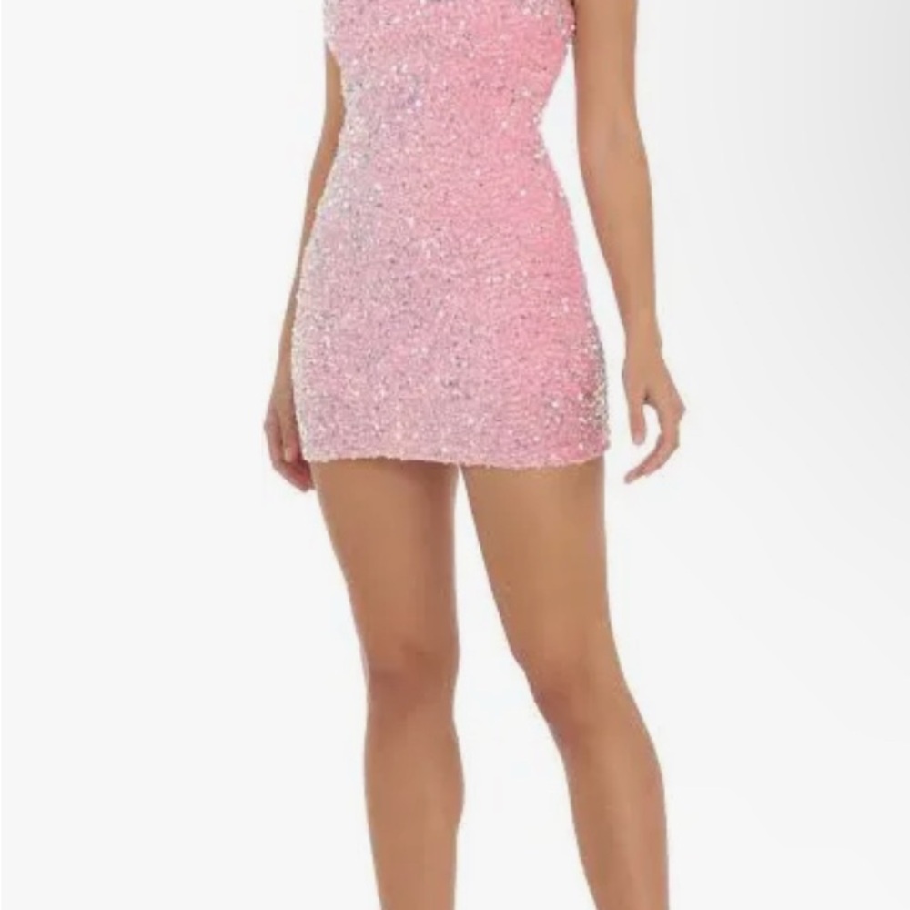 Pink Sequin Mini Dress